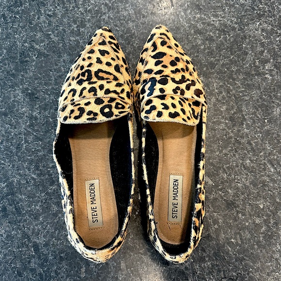 Steve Madden Calf Hair Leopard Loafers - Picture 1 of 5